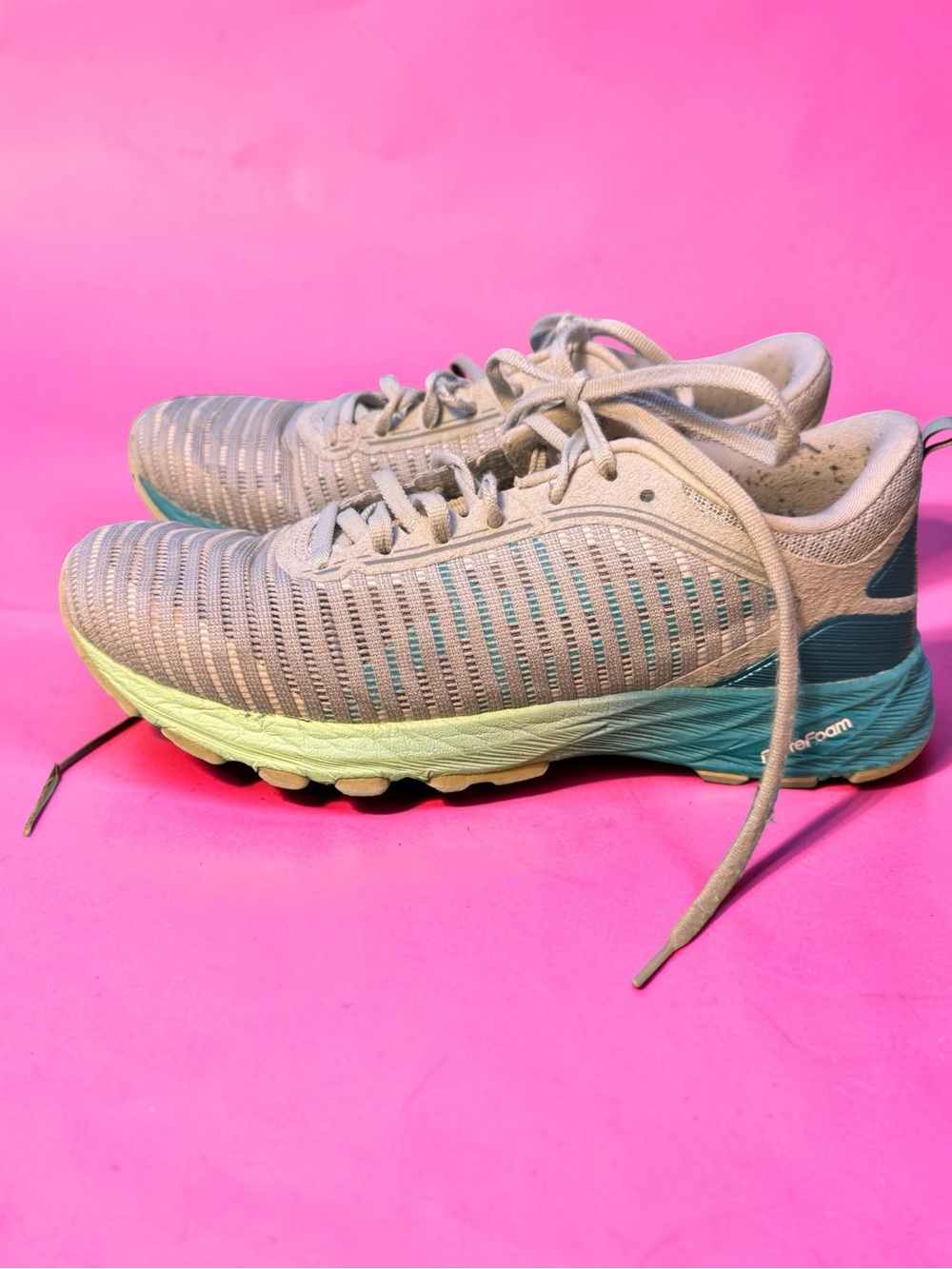 Asics Women's Light Gray and Teal Athletic Shoes